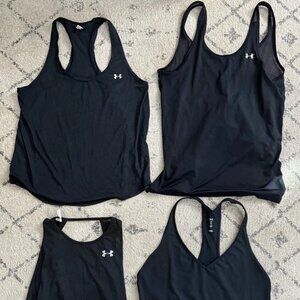 LOT OF 4: Under Armour UA Studio Black Tank Tops - Size SM